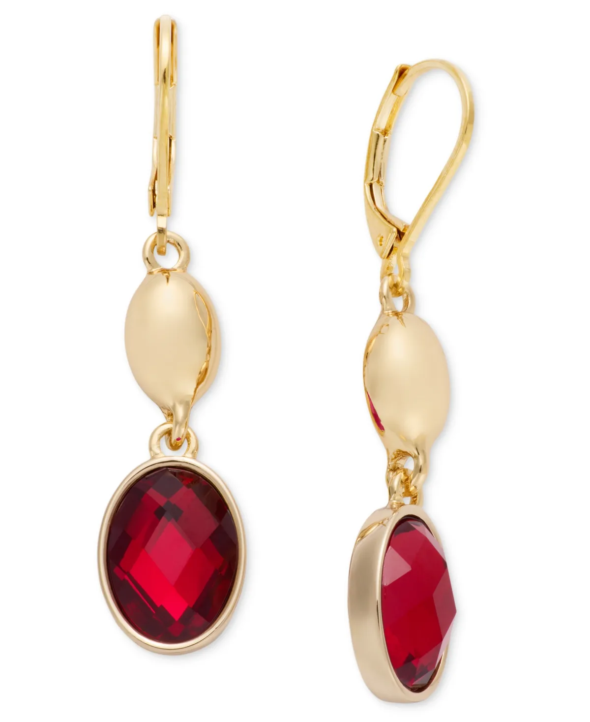 Crystal Gold-Tone Domed Oval Earrings by Anne Klein