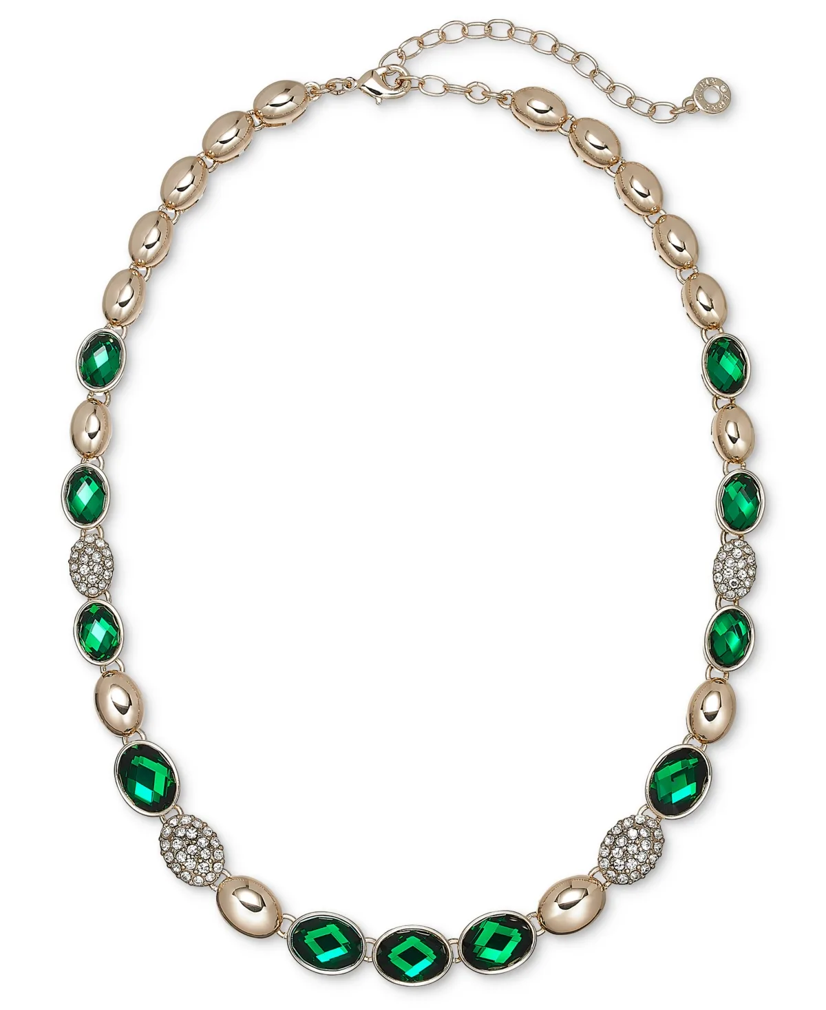 Gold-Tone Crystal Emerald Domed Collar Necklace
