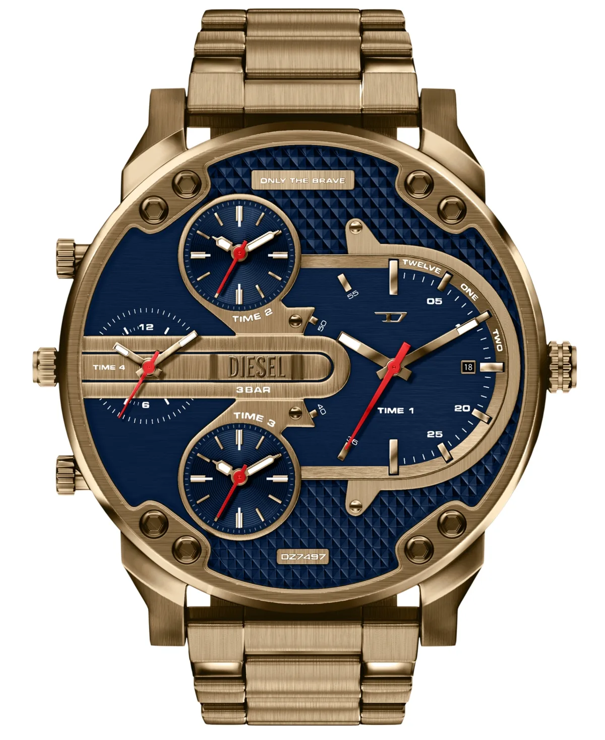 Quartz Chronograph Date Gold-Tone Slim Stainless Steel Bracelet Watch 54mm by Diesel