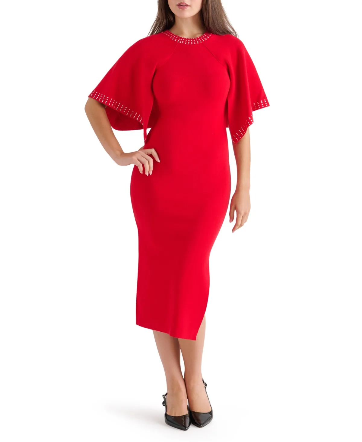 Cape Embellished Midi Dress by Dylan Ryan