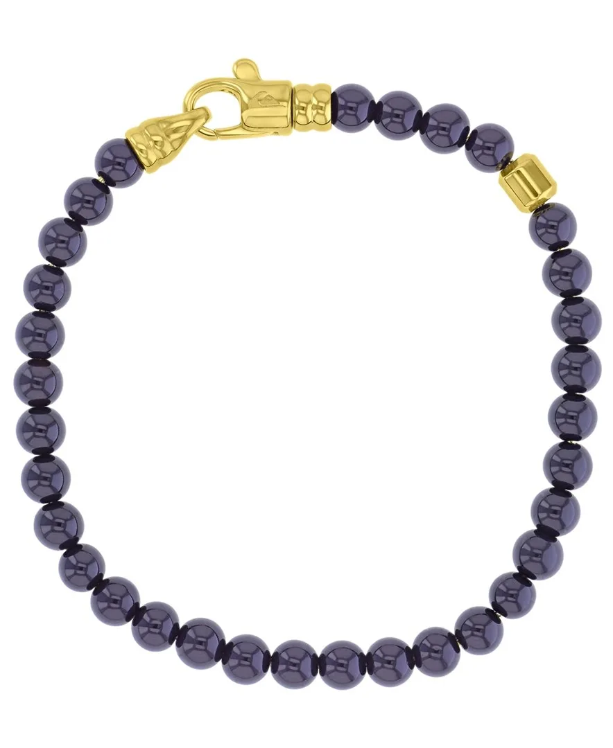 18k Yellow Gold-Plated Geometric Onyx Bracelet by Quiksilver