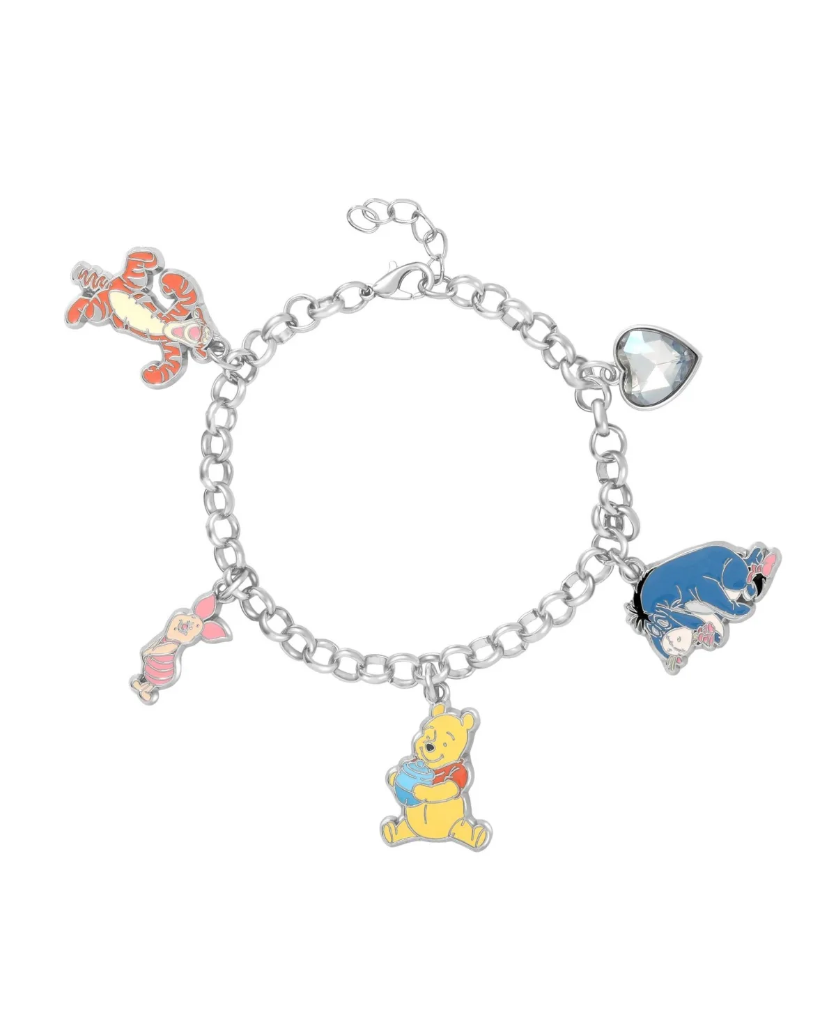 Silver-Tone Crystal Winnie-the-Pooh Adjustable Charm Bracelet by Disney