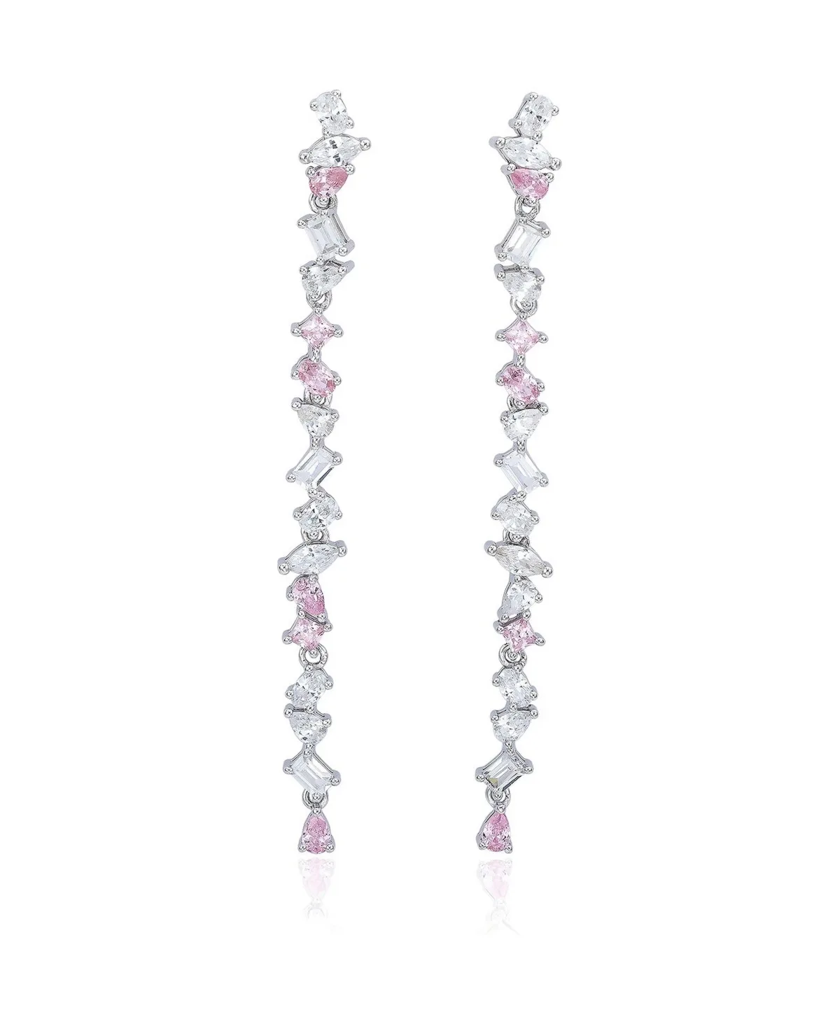 Sterling Silver Cubic Zirconia Cluster Dangle Earrings by Suzy Levian New York