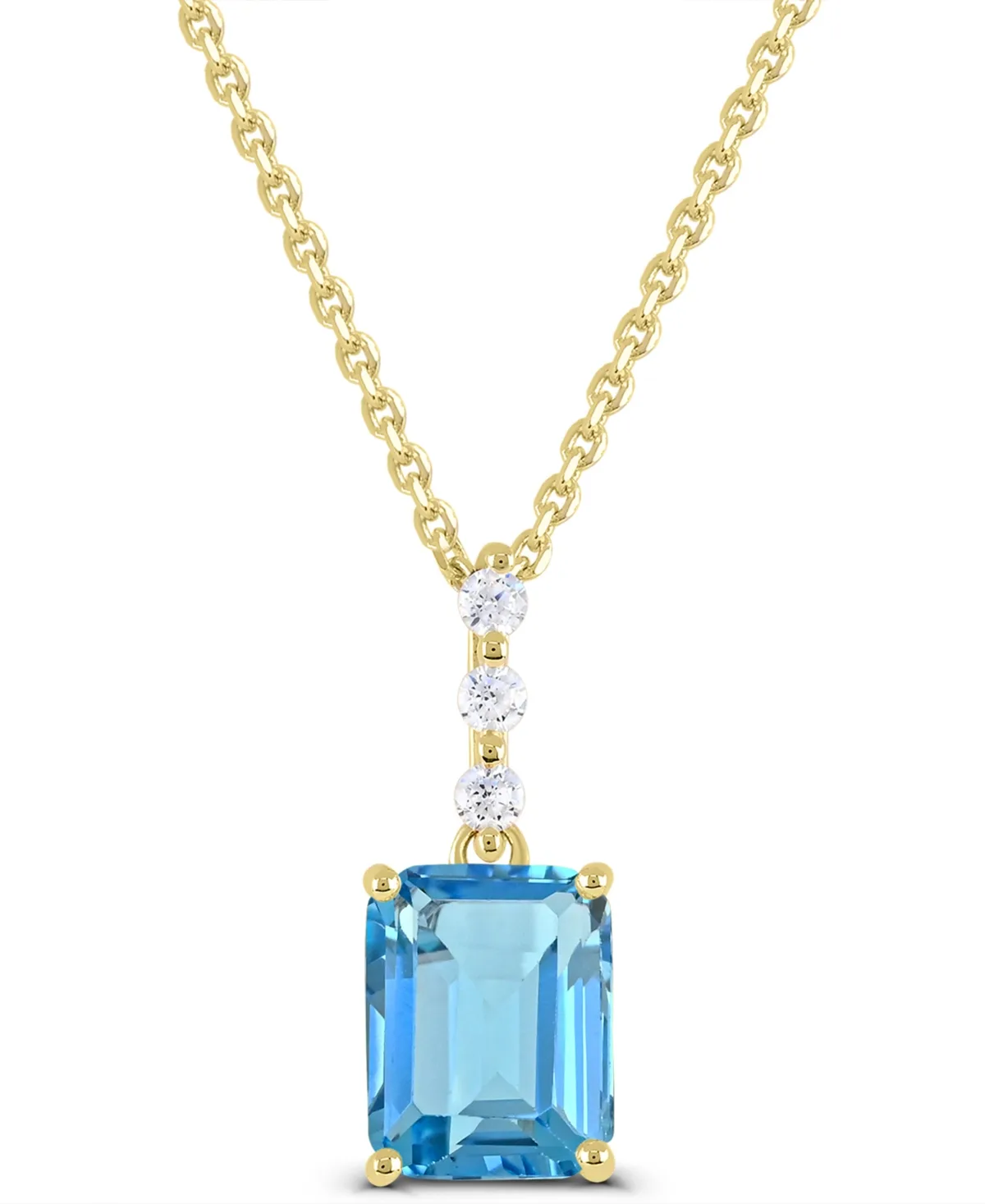 Swiss Blue Topaz (1-1/2 ct. t.w.) and White Topaz (1/20 ct. t.w.) Pendant in 14k Gold-Plated Sterling Silver by Macy's