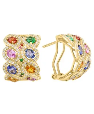 Diamond Multi Stone Huggie Earrings Ring in 14k Yellow Gold by Effy Collection