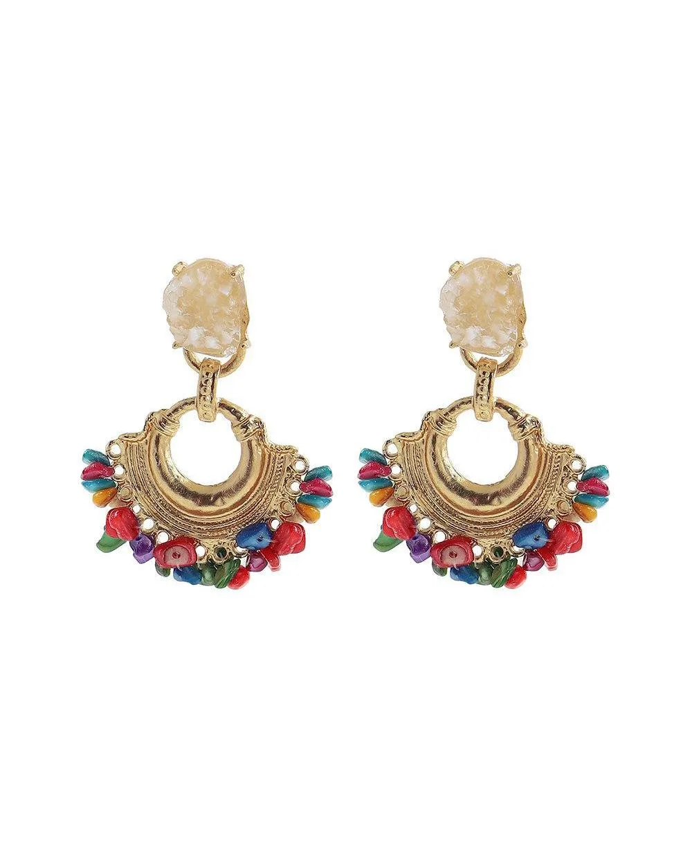Multi-Stone Multi-Color Statement-Drop Earrings by Sohi