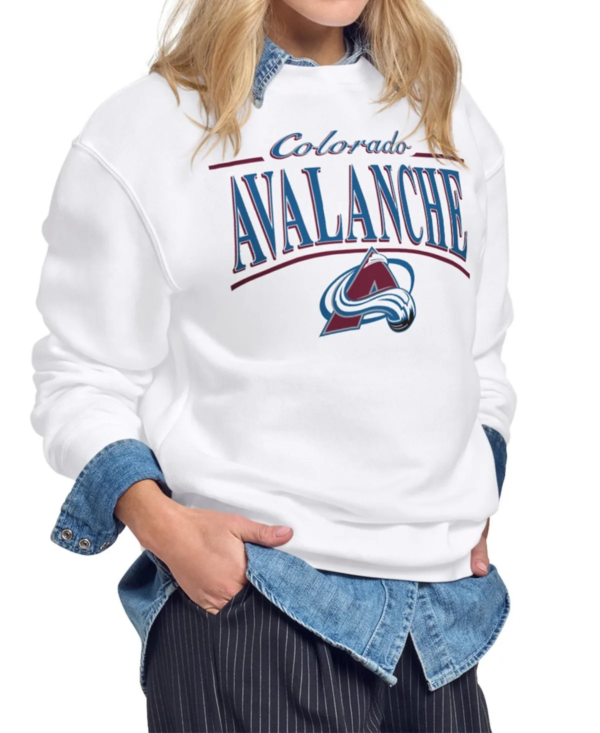 Colorado Avalanche Arch Stripe Fleece Sweatshirt by Starter