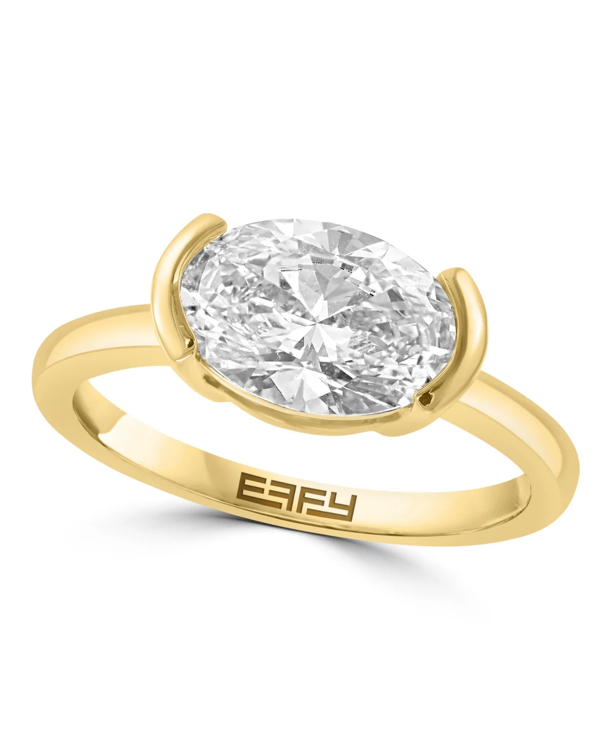Lab Grown Diamond Oval Solitaire Ring (2 ct. t.w.) in 14K Yellow Gold by Effy