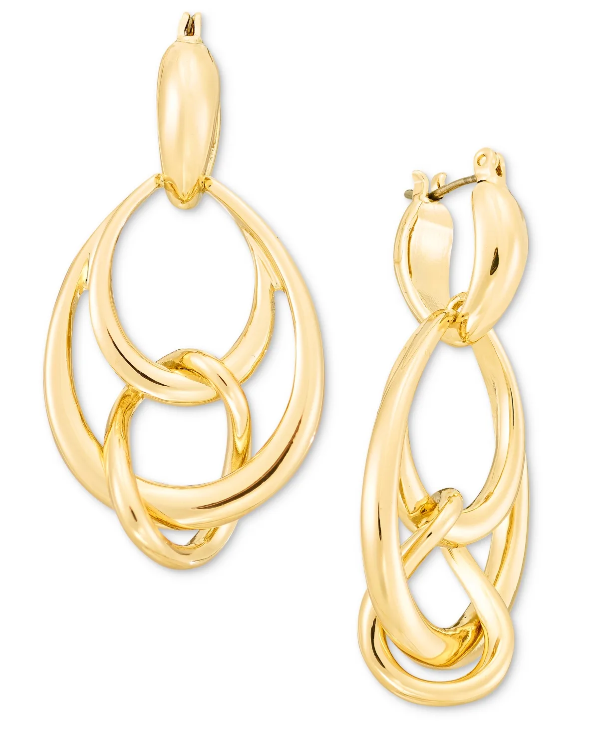Tone Mixed Metal Interlocking Twisted Drop Earrings by Anne Klein