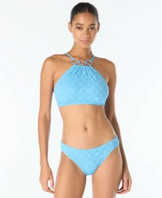 High Neck Crochet Ring Bikini Top Bottoms by Vince Camuto