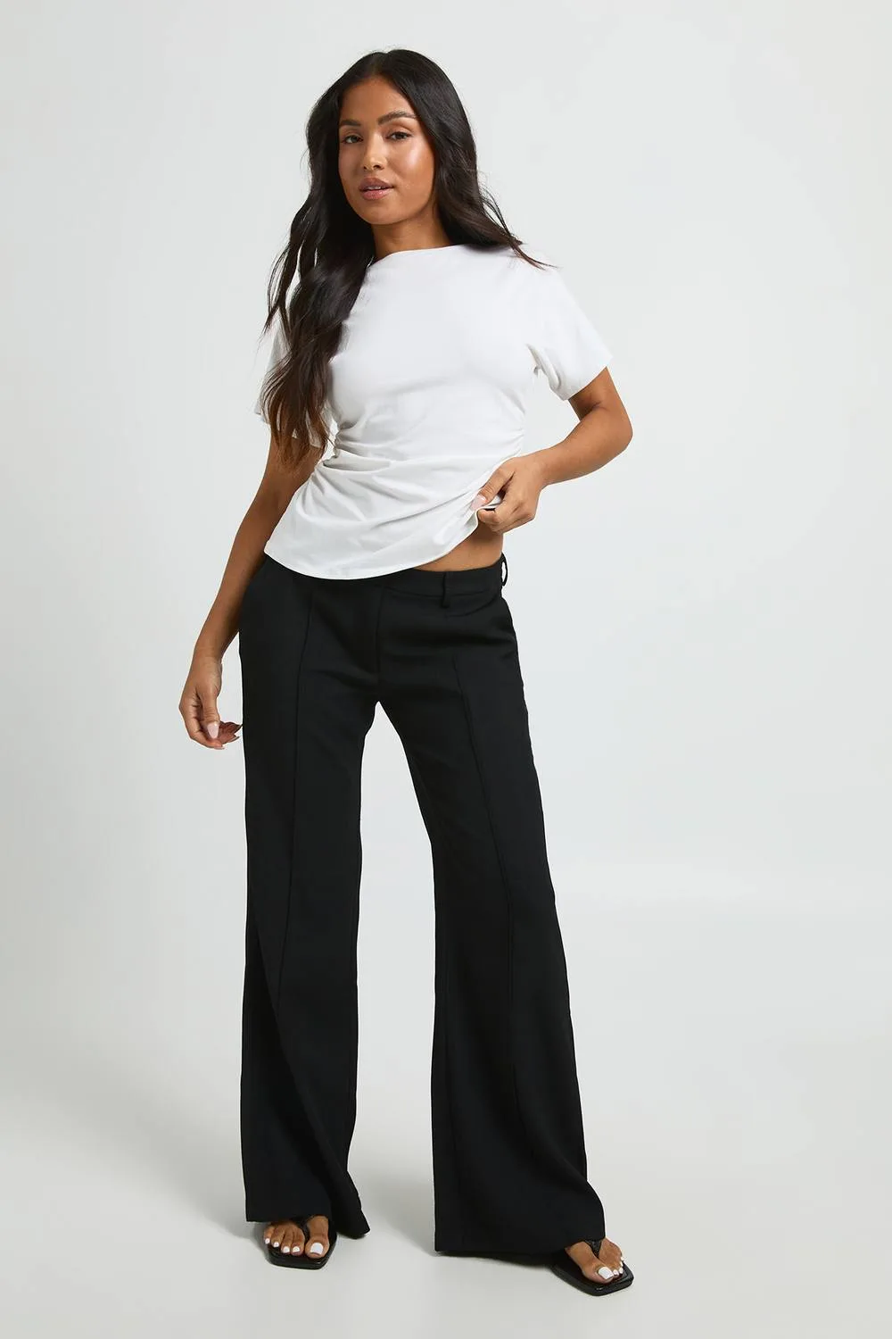 Petite Skinny Tailored Flares Trouser by boohoo