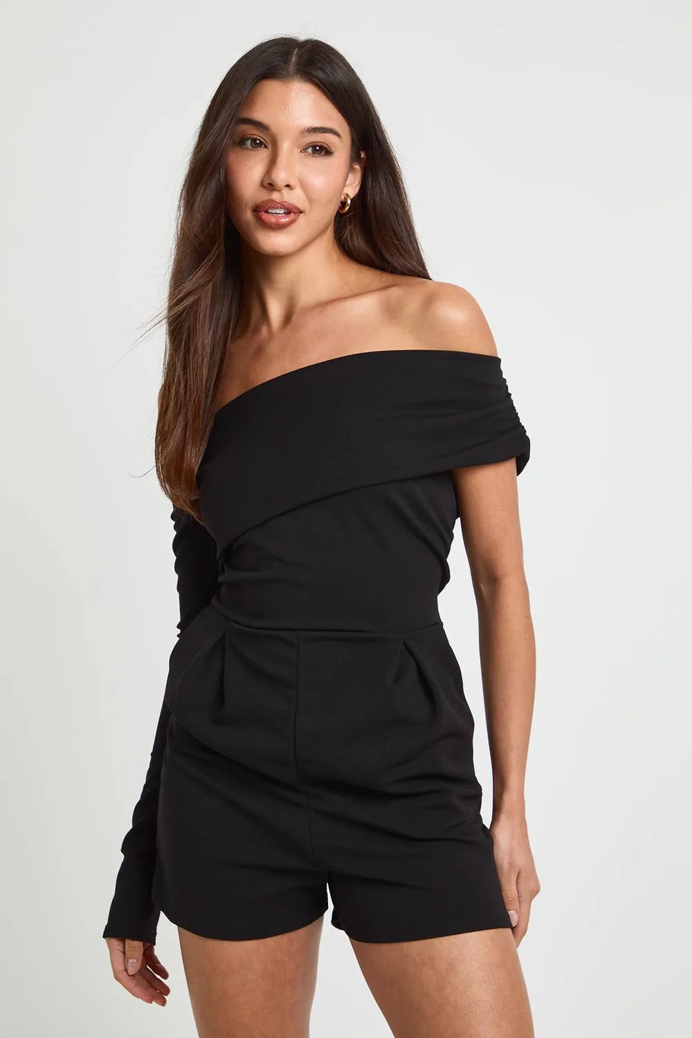 Jersey Crepe One Shoulder Playsuit by boohoo