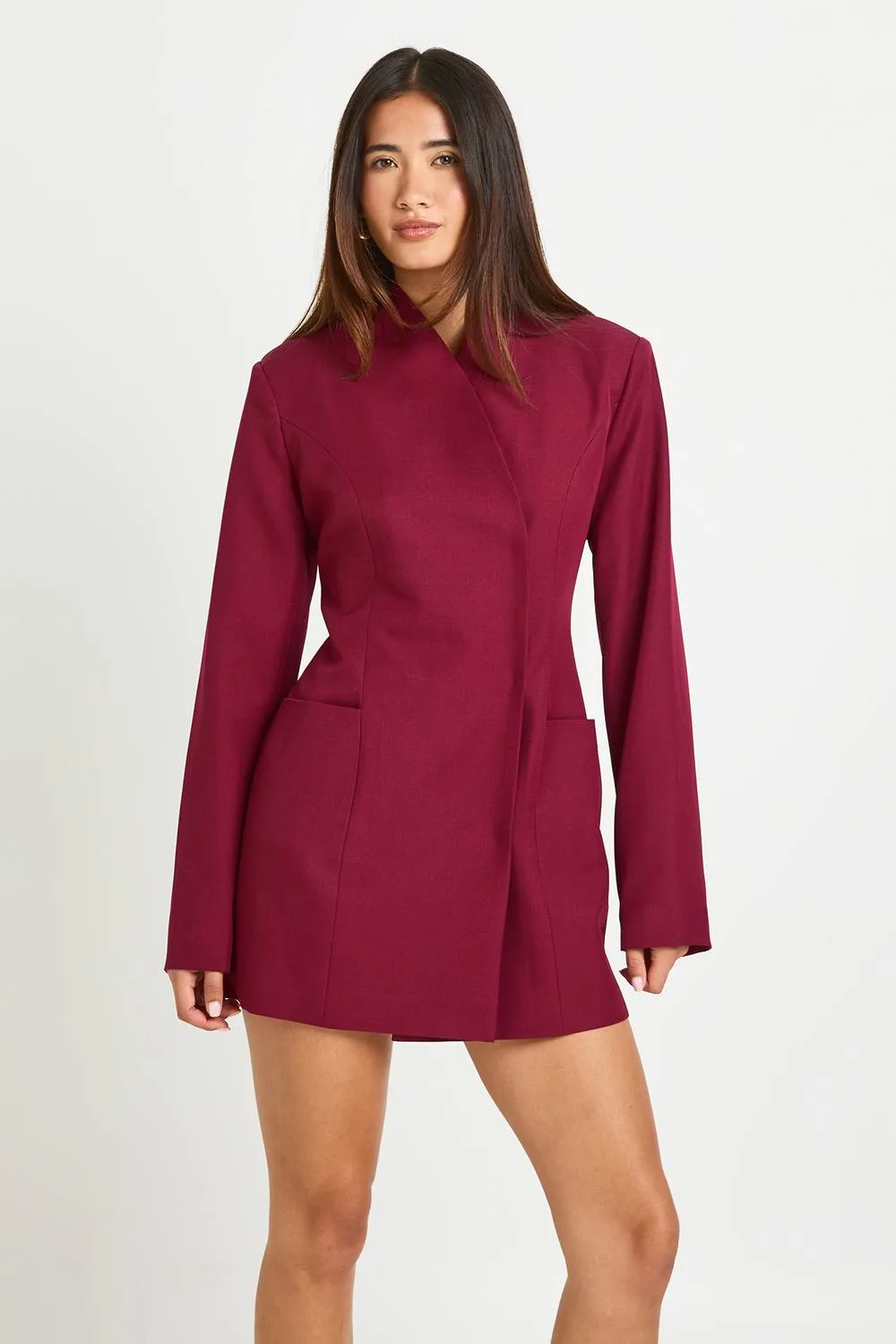 Wrap Front Concealed Button Tailored Dress by boohoo