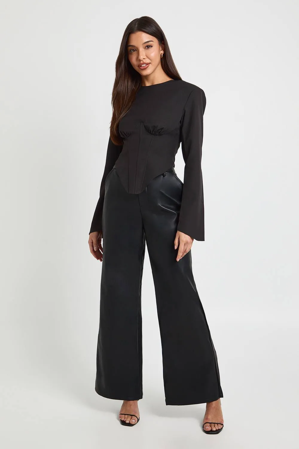 Faux Leather Wide Leg Trouser