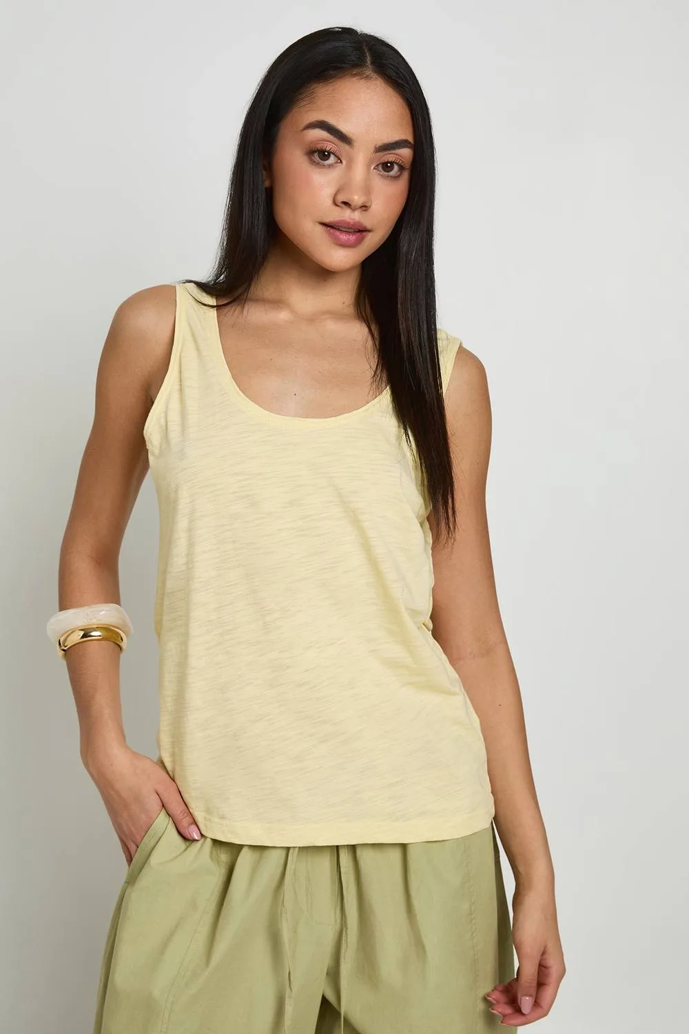 Sheer Slub Low Scoop Back Vest Top by boohoo