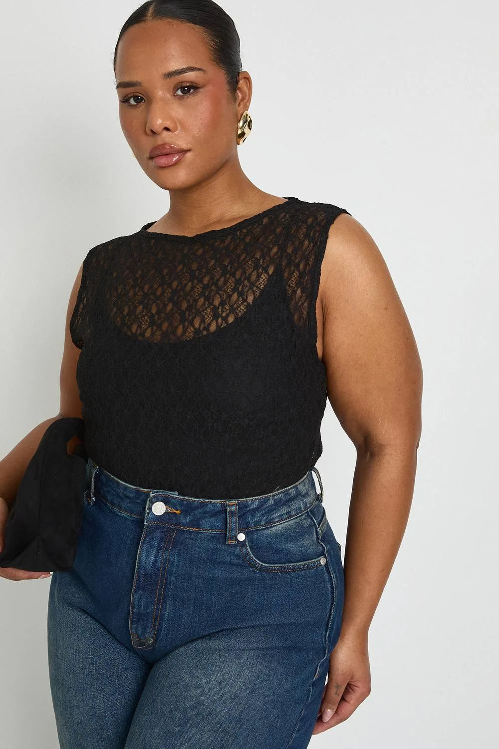 Lace Racer Neck Bodysuit by boohoo