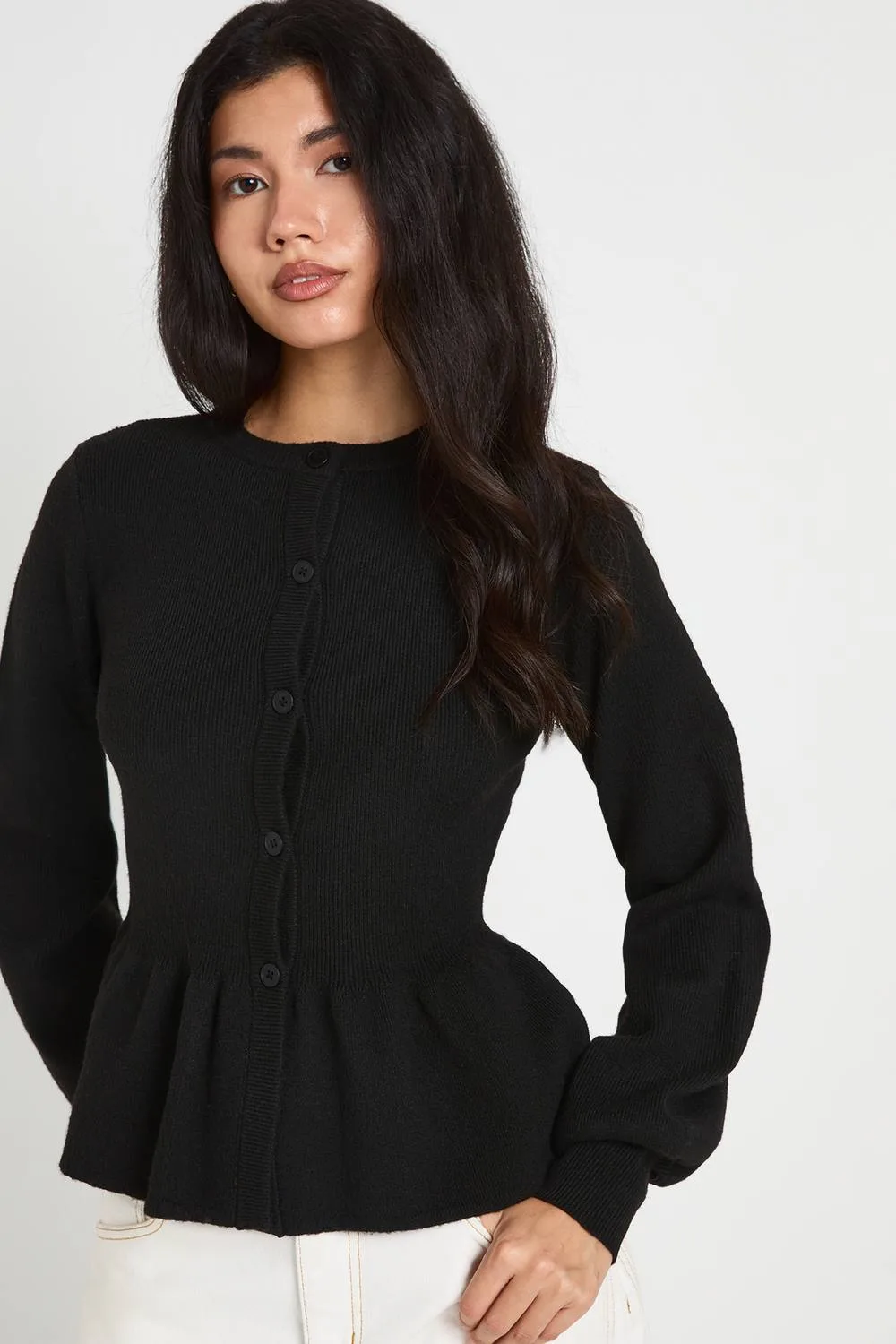 Peplum Hem Knitted Cardigan