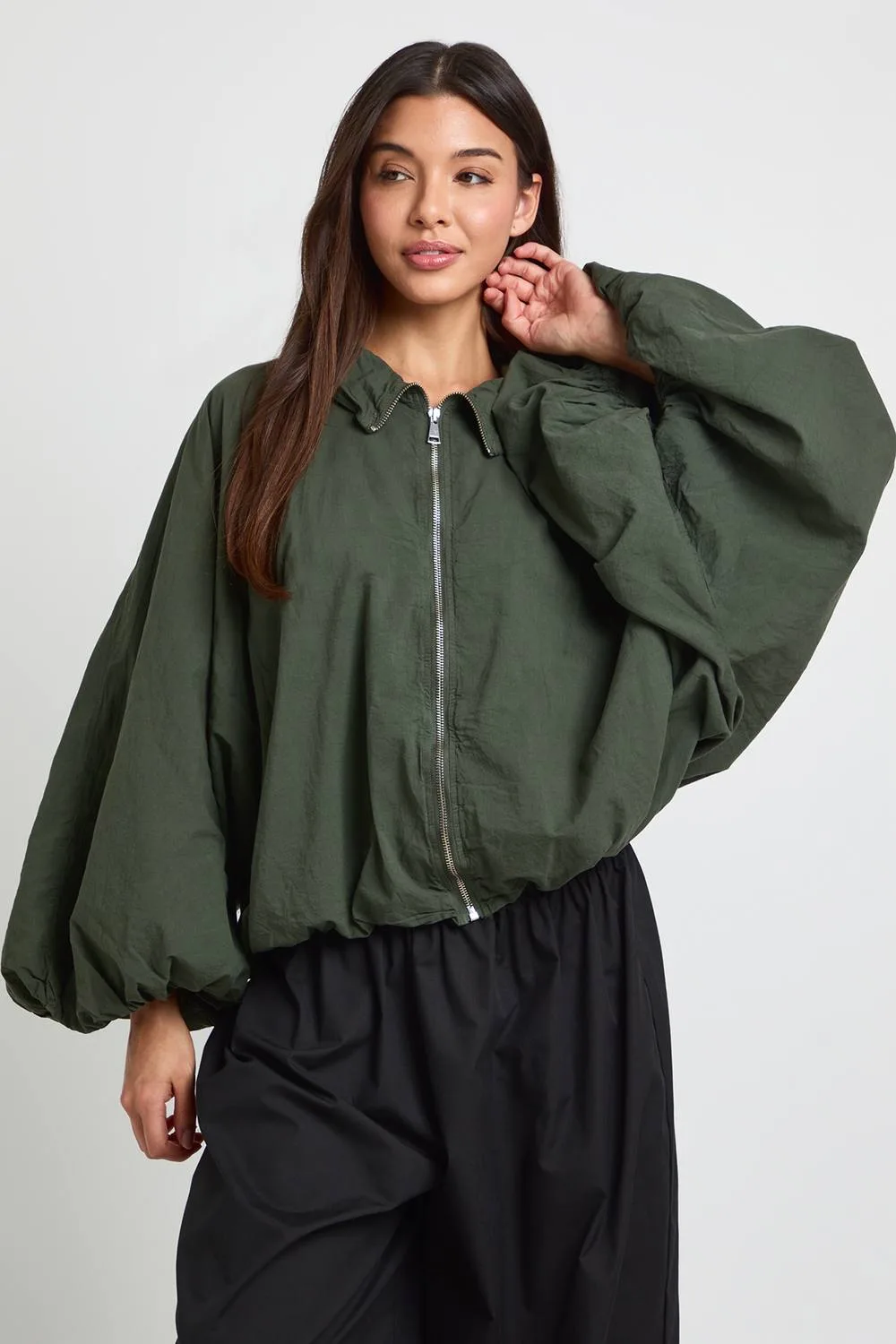 Batwing Funnel Neck Jacket