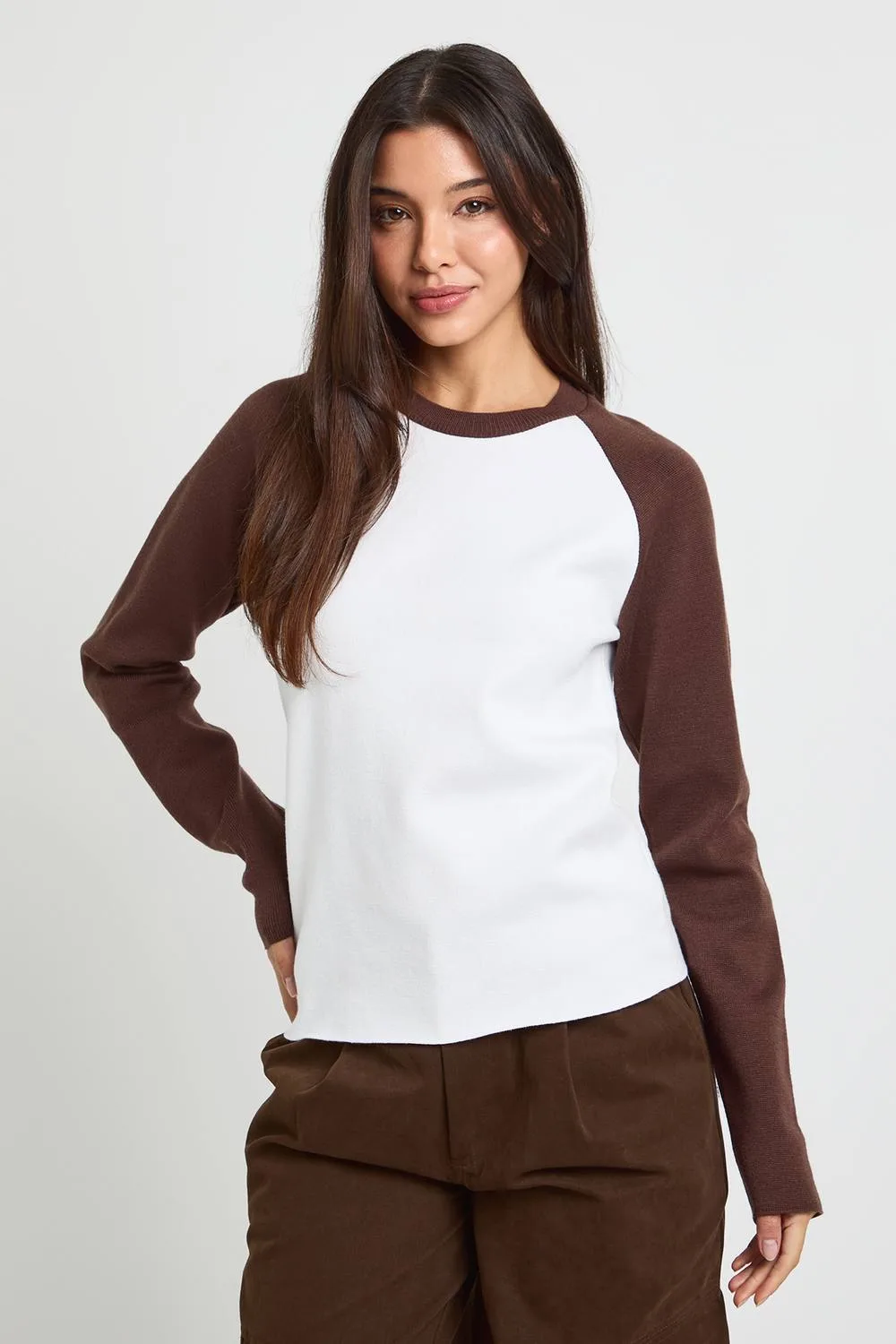 Soft Knit Colour Block Raglan Sleeve Jumper
