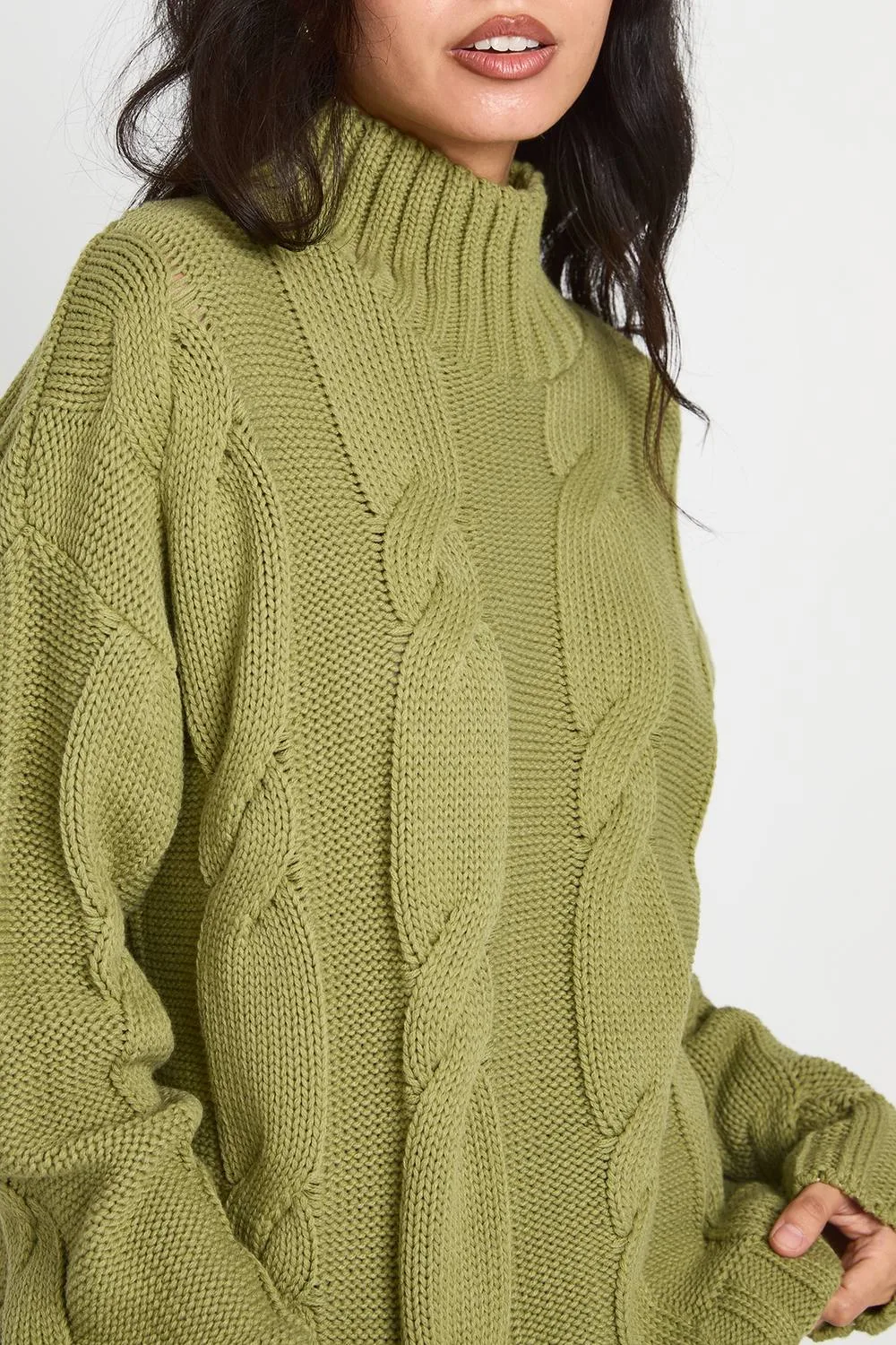 Chunky Knit High Neck Roll Neck Jumper