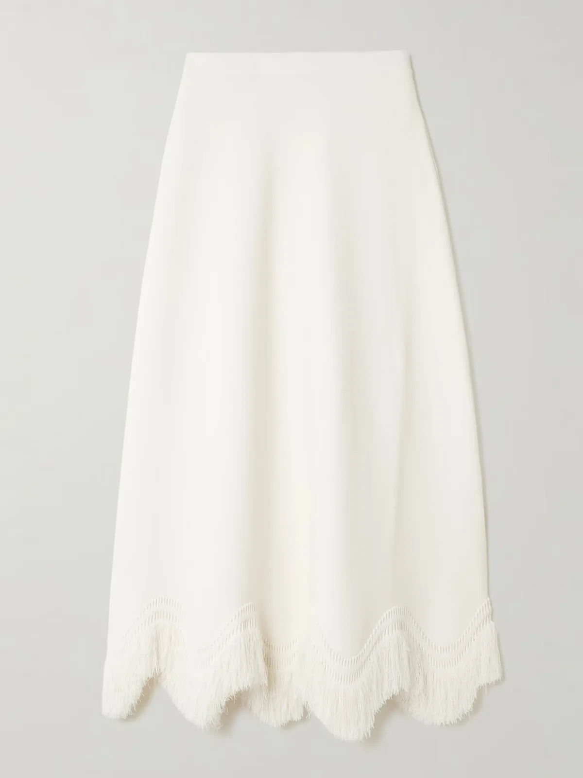 - Pauline Scalloped Fringed Knitted Midi Skirt -