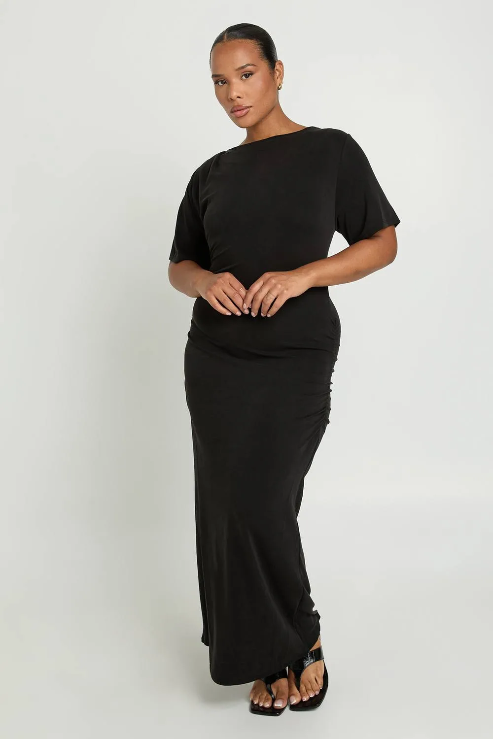 Super Soft Ruched Draped Midaxi Dress by boohoo