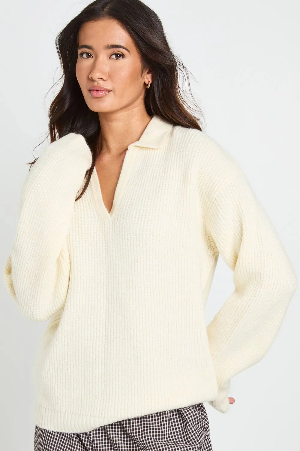 Collar Detail Knitted Jumper by boohoo