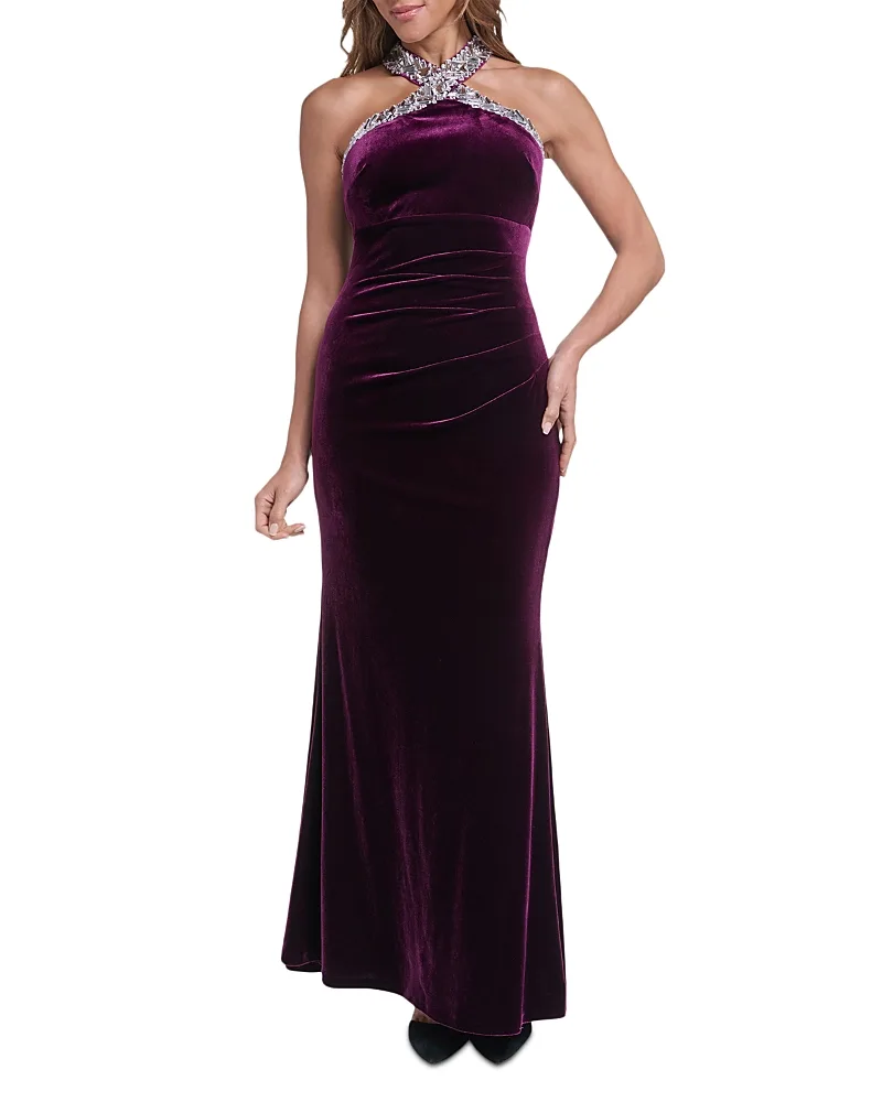 Embellished Halter Gown by Eliza J