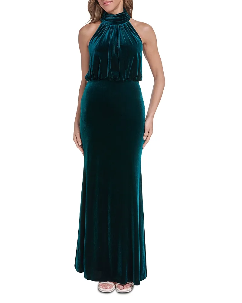 Sleeveless Mock Neck Blouson Gown