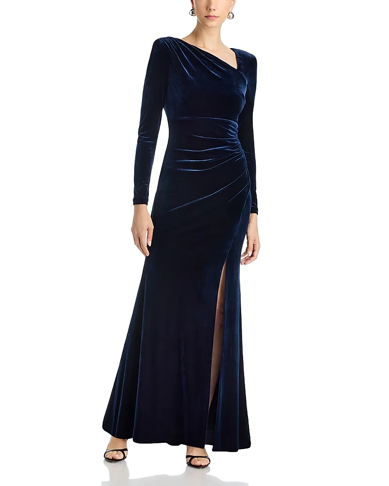 Asymmetric Velvet Gown by Eliza J