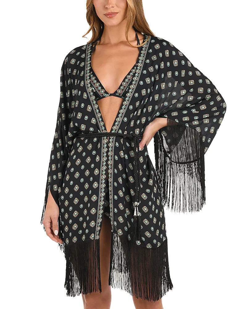 Caterina South Western Fringe Kimono Cover-Up by L'AGENCE