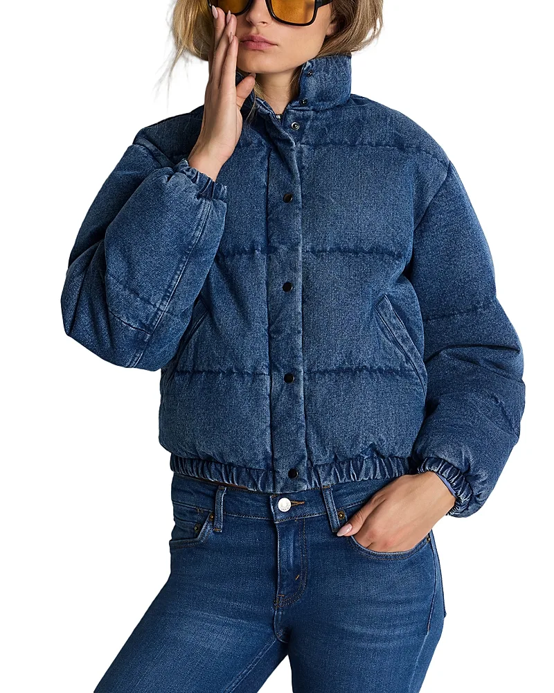 Cotton Denim Puffer Coat by Re/Done