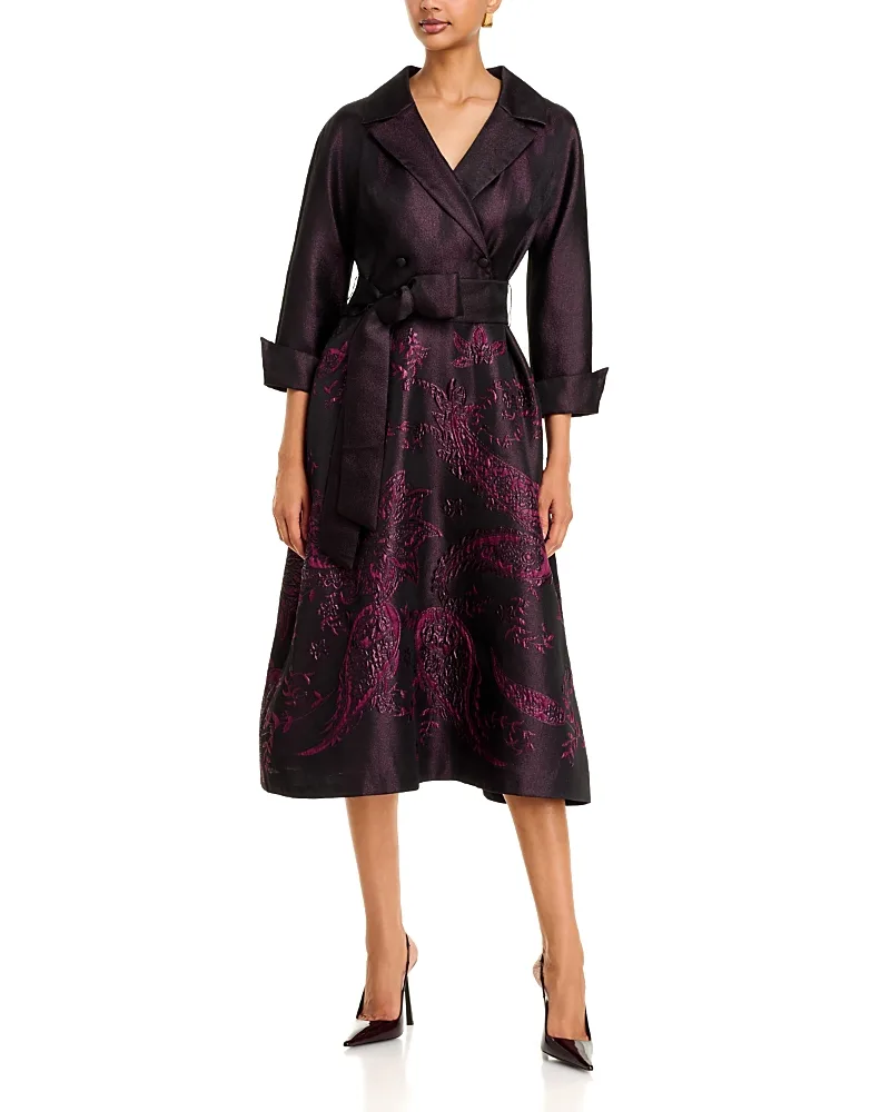 Teri Jon by Rickie Freeman Jacquard Paisley Double Breasted Dress by Teri Jon