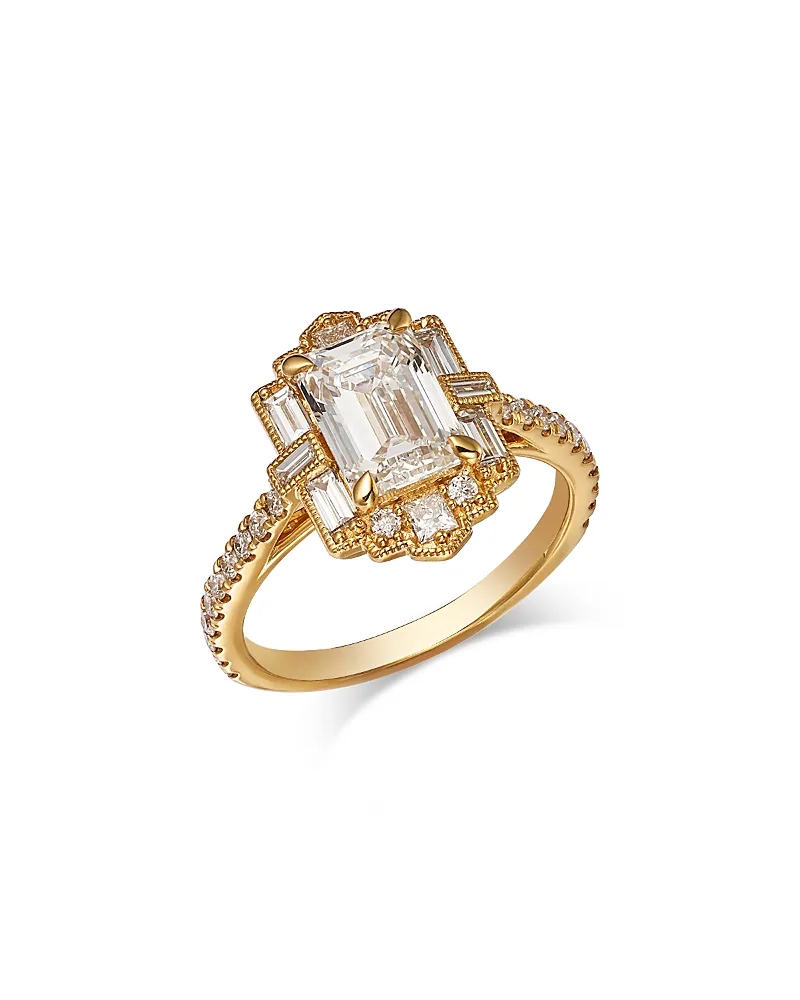 Luxe Collection Certified Lab Grown Diamond Mixed Cut Engagement Ring in 18K Yellow Gold, 2.65 Tcw