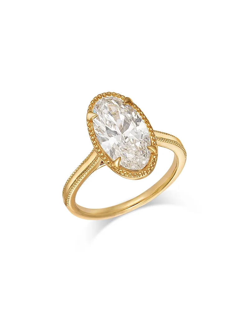 Luxe Collection Certified Lab Grown Diamond Oval Cut Milgrain Engagement Ring in 18K Yellow Gold, 3.0 Tcw by Bloomingdales Fine Collection