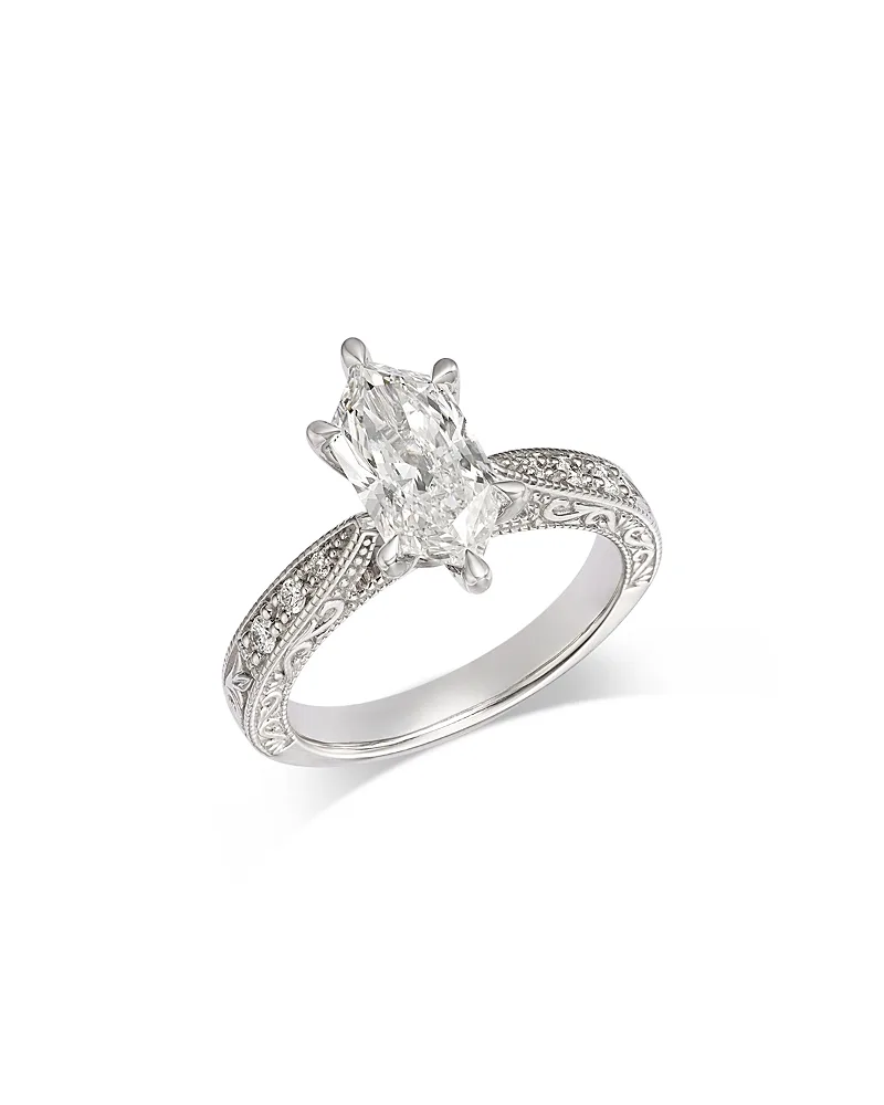 Luxe Collection Certified Lab Grown Diamond Marquise Cut Milgrain Engagement Ring in 18K White Gold, 2.1 Tcw by Bloomingdales Fine Collection