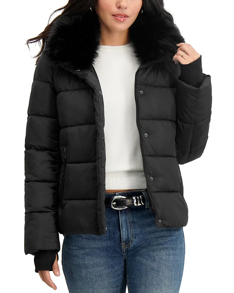 Vera Faux Fur Collar Puffer Jacket by Tahari