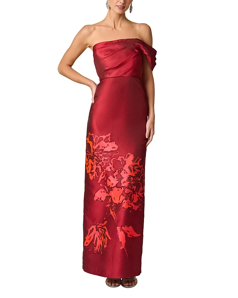 Jacquard Off Shoulder Gown by Aidan Mattox