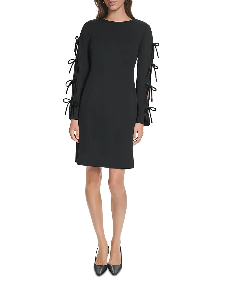 Paris Stretch Velvet Bow Tie Sleeves Sheath Dress by Karl Lagerfeld