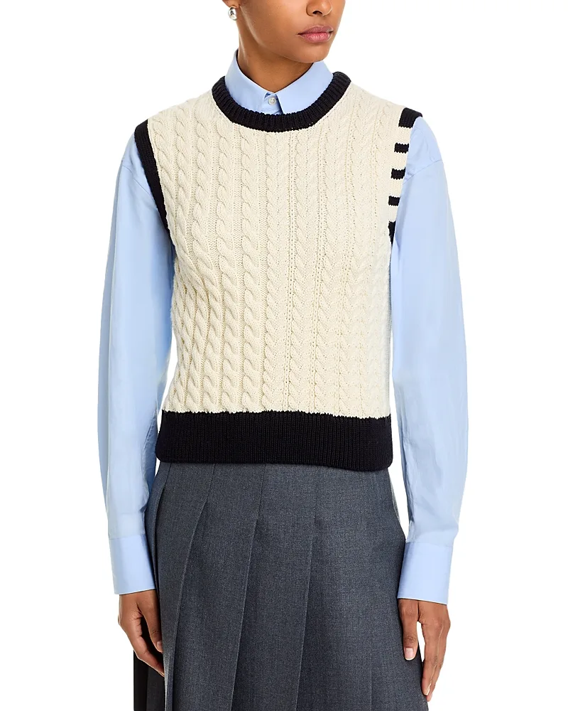Aran Cable Knit Sweater Vest by Thom Browne