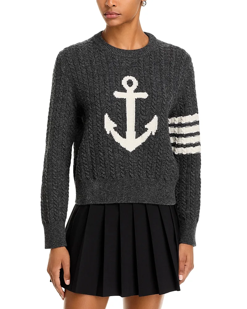 Anchor Intarsia Cable Knit Sweater by Thom Browne