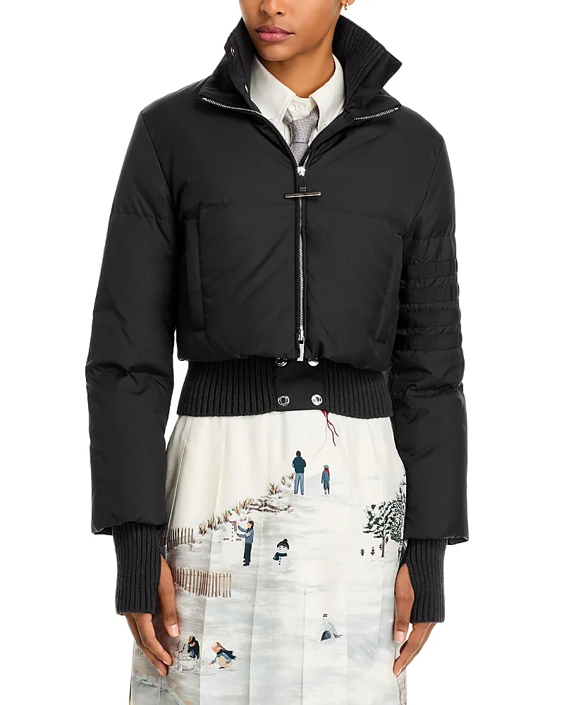 Ripstop Cropped Down Bomber Jacket by Thom Browne