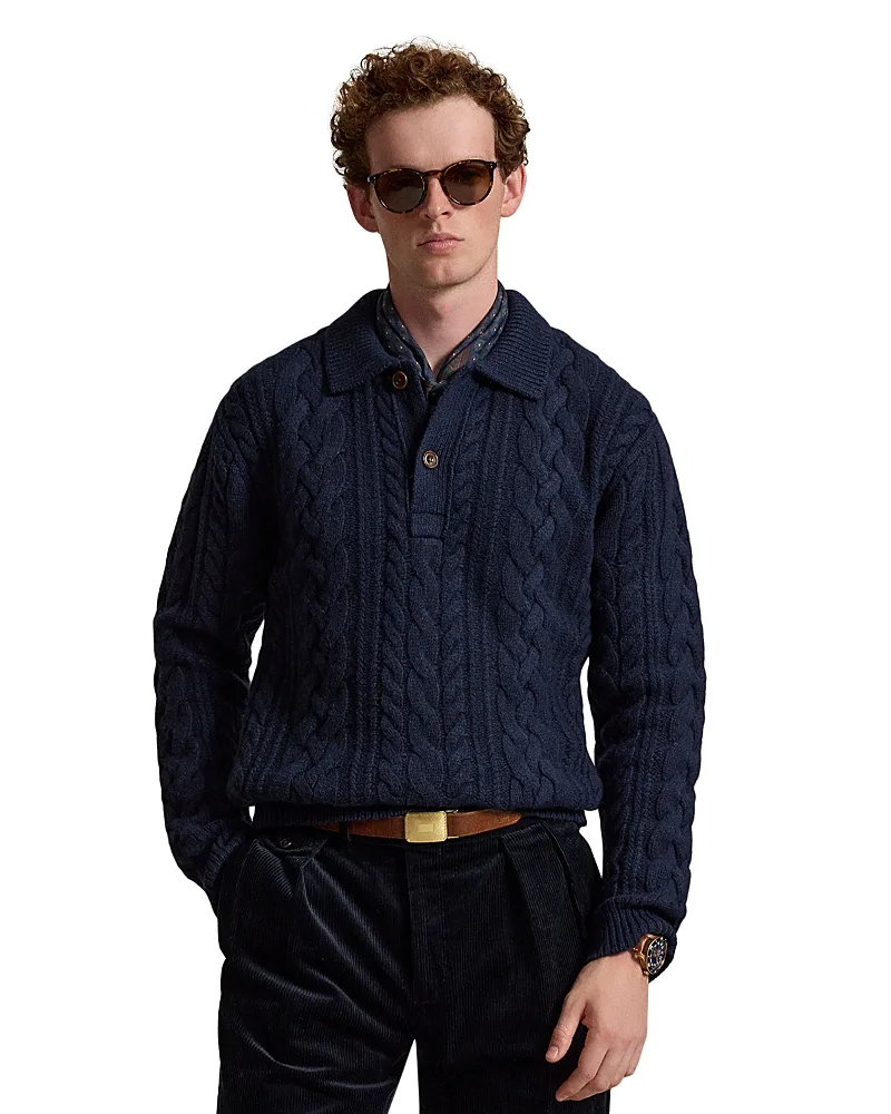 Aran Wool & Alpaca Polo Collar Knit Sweater by Polo Ralph Lauren