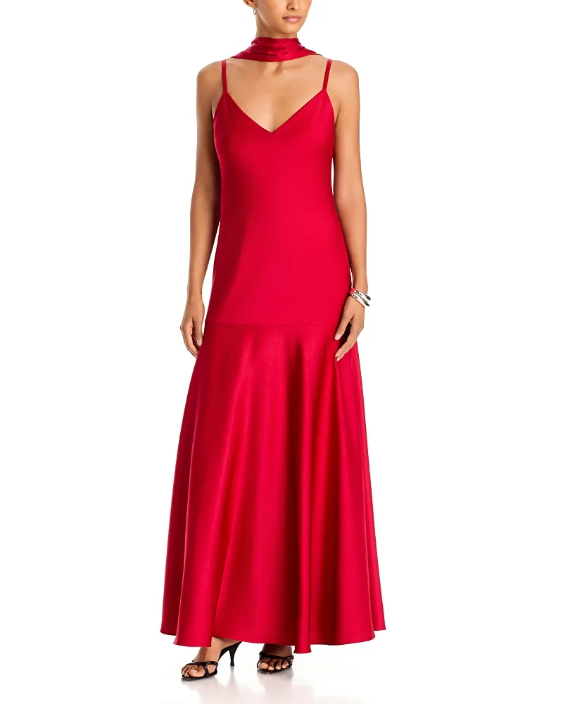 Leona Satin Drop Waist Dress by Ungaro