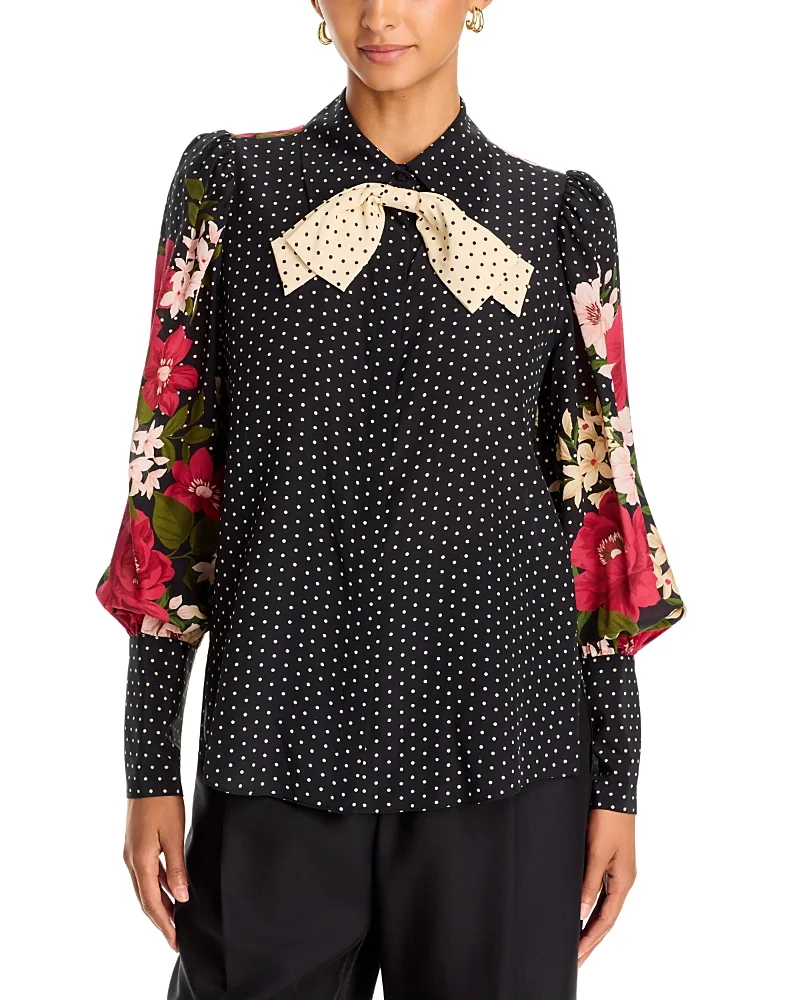 Aviva Silk Mixed Print Blouse