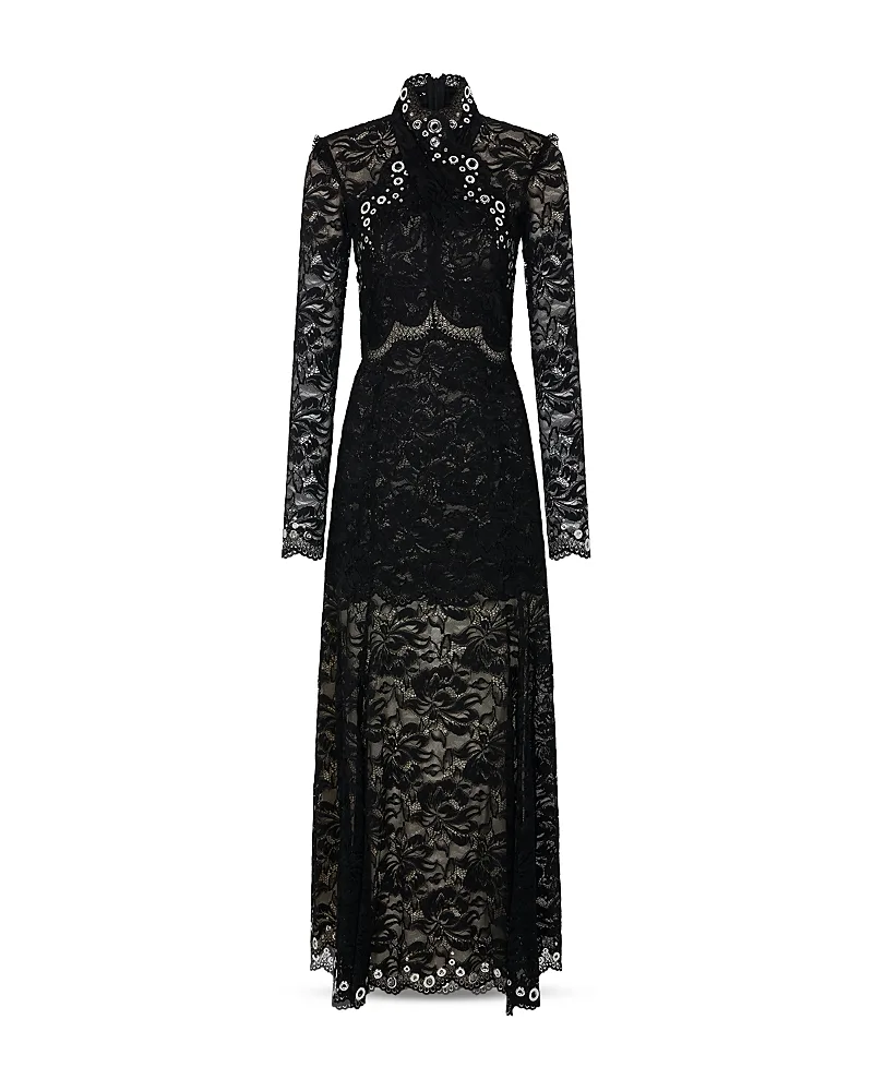 Robe High Neck Long Sleeve Lace Dress by Rabanne