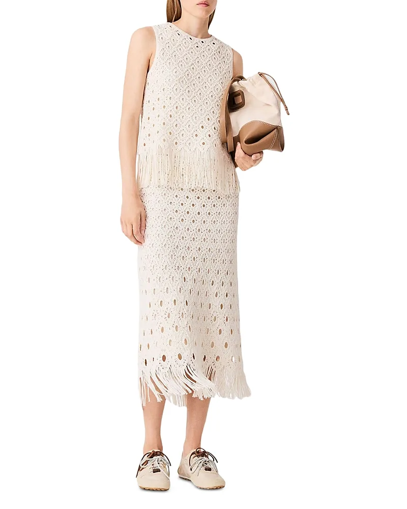 Crochet Fringe Sleeveless Top by Maje