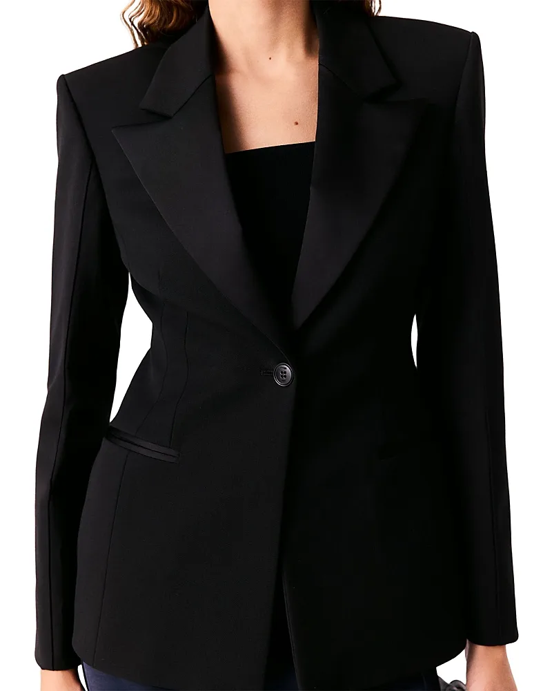 Varly Slim Fit Tuxedo Blazer by Maje