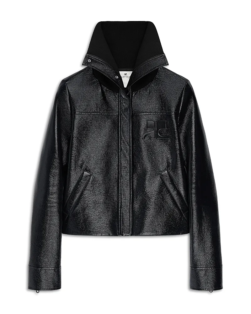 High Collar Cotton Vinyl Jacket by Courreges