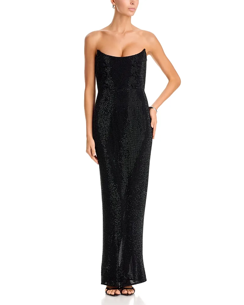 Sau Lee Amal Beaded Strapless Bodycon Gown by Lee